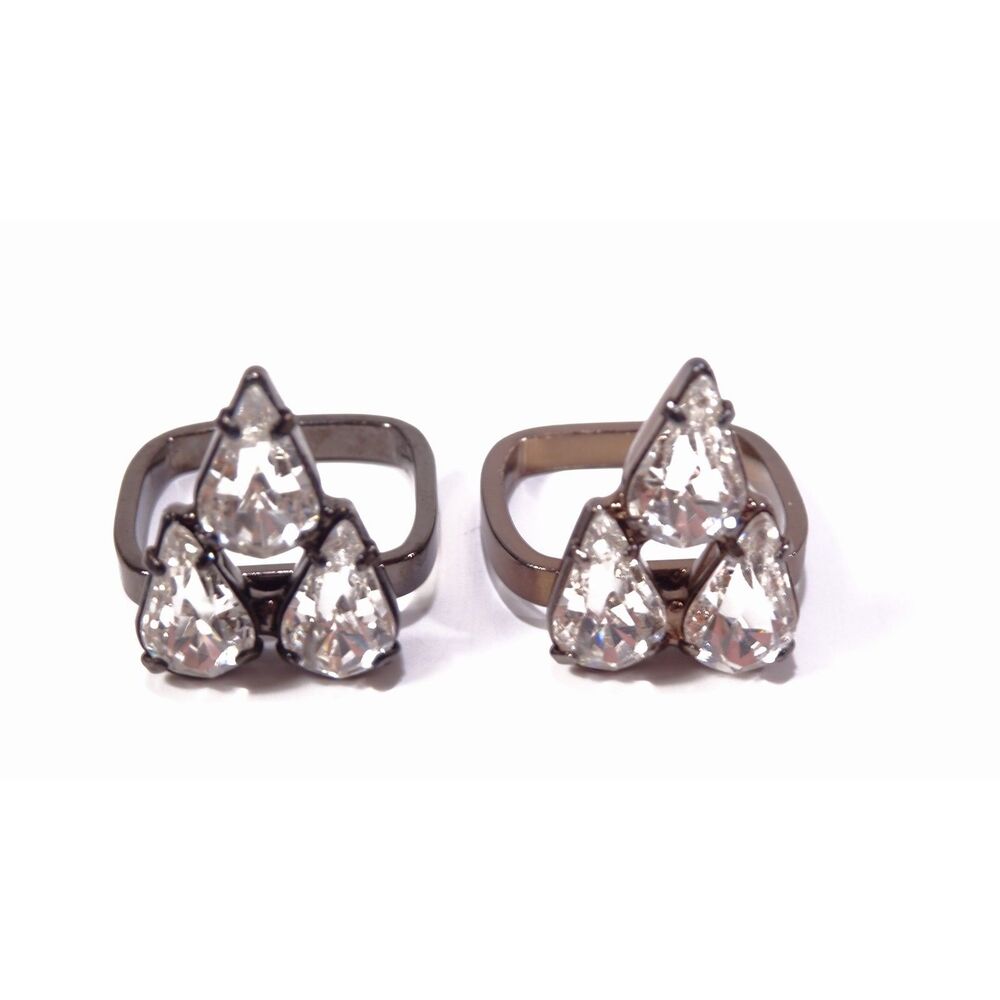 Joomi Lim Women's Gunmetal Teardrop Triangle Square double Ring Sz 6 NWOT 120